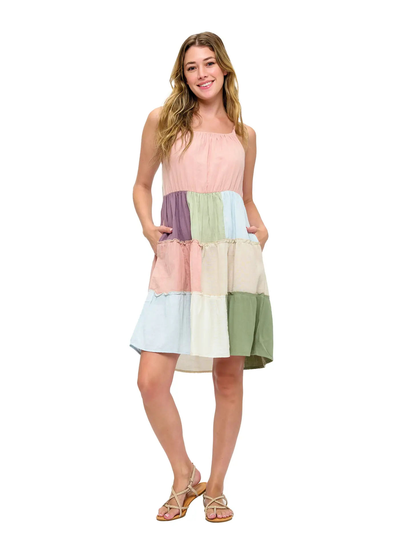 Tiered Colorblock Patchwork Dress