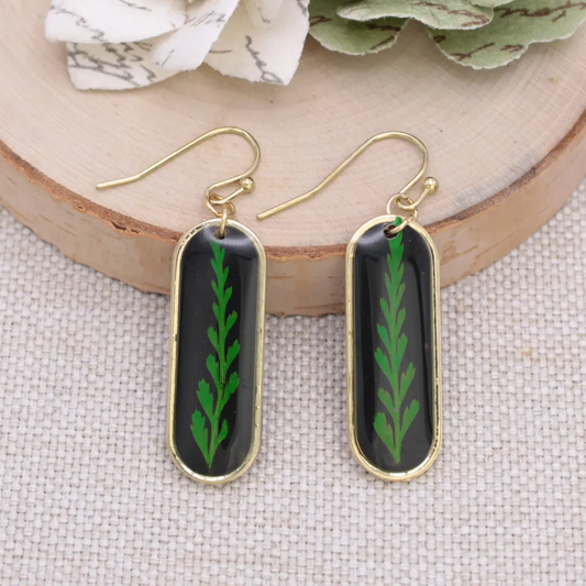 Fern Found Bar Dried Flower Earrings