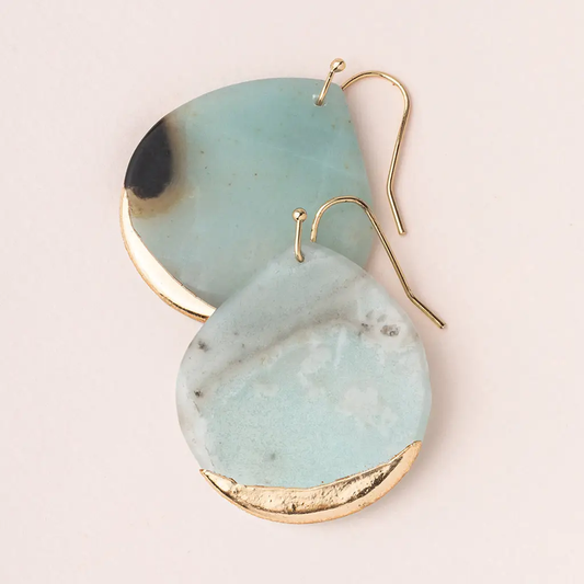 Stone Dipped Earrings Amazonite