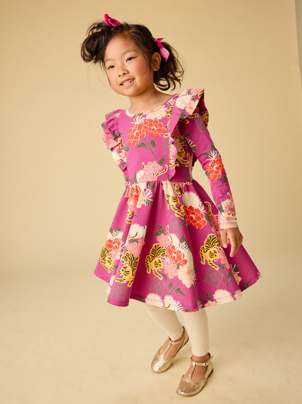 Girls Tiger & Peony Ruffle Ballet Dress