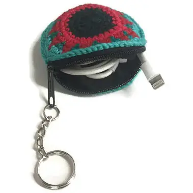 Earbud Crochet Circle Keychain