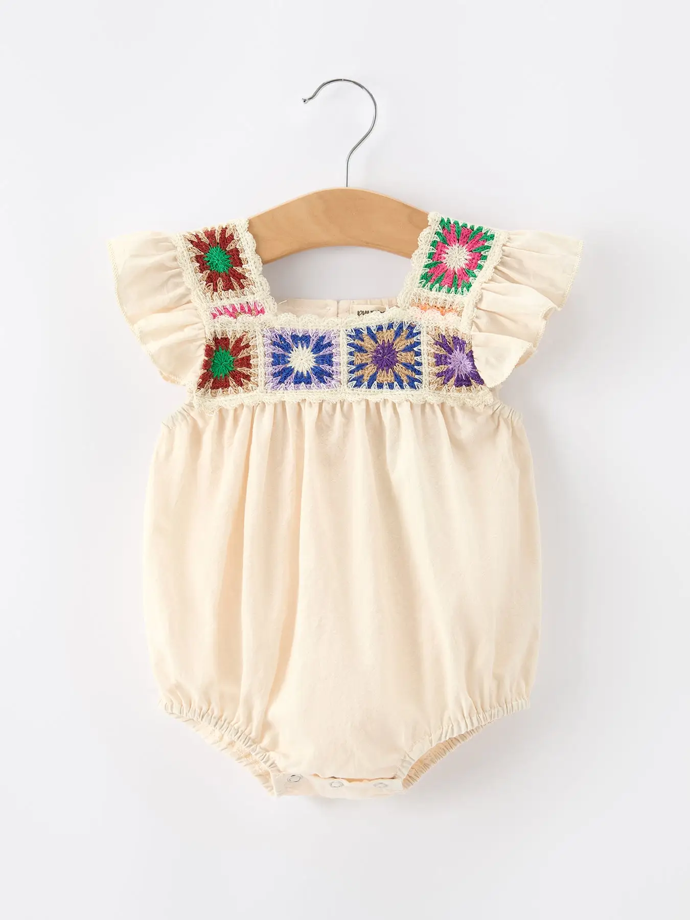 Crochet Square Baby Ruffle Romper