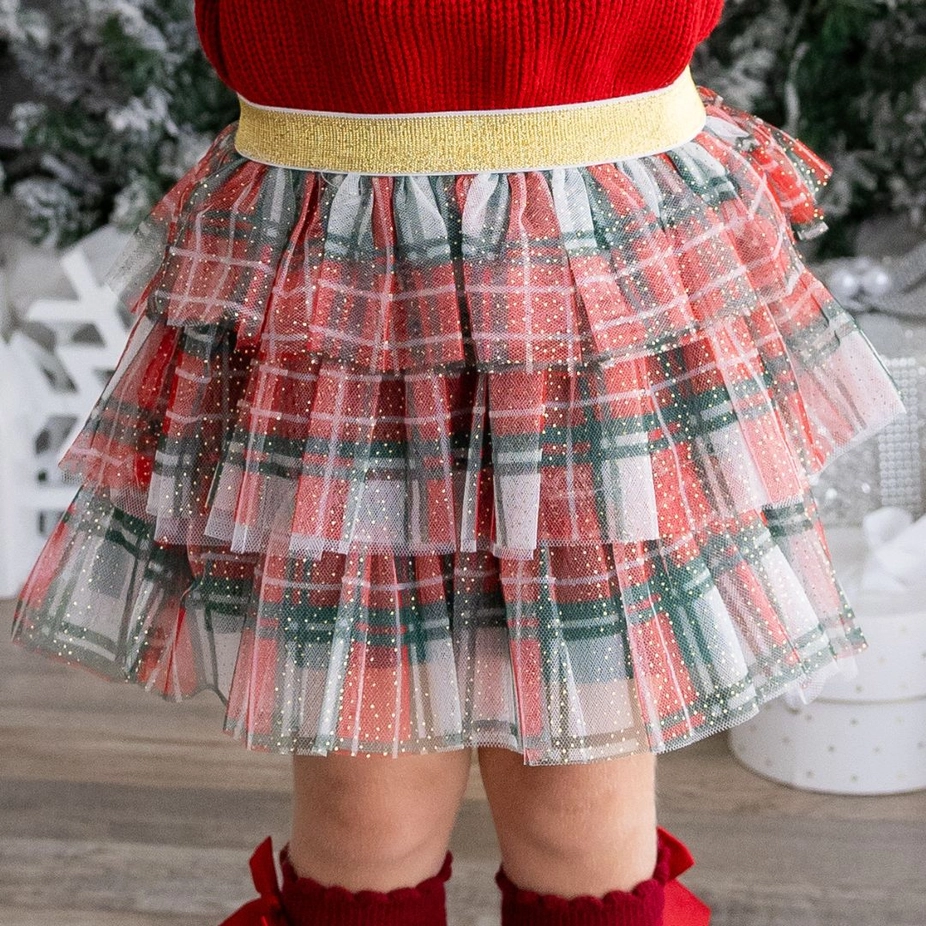 Girls Christmas Plaid Tutu