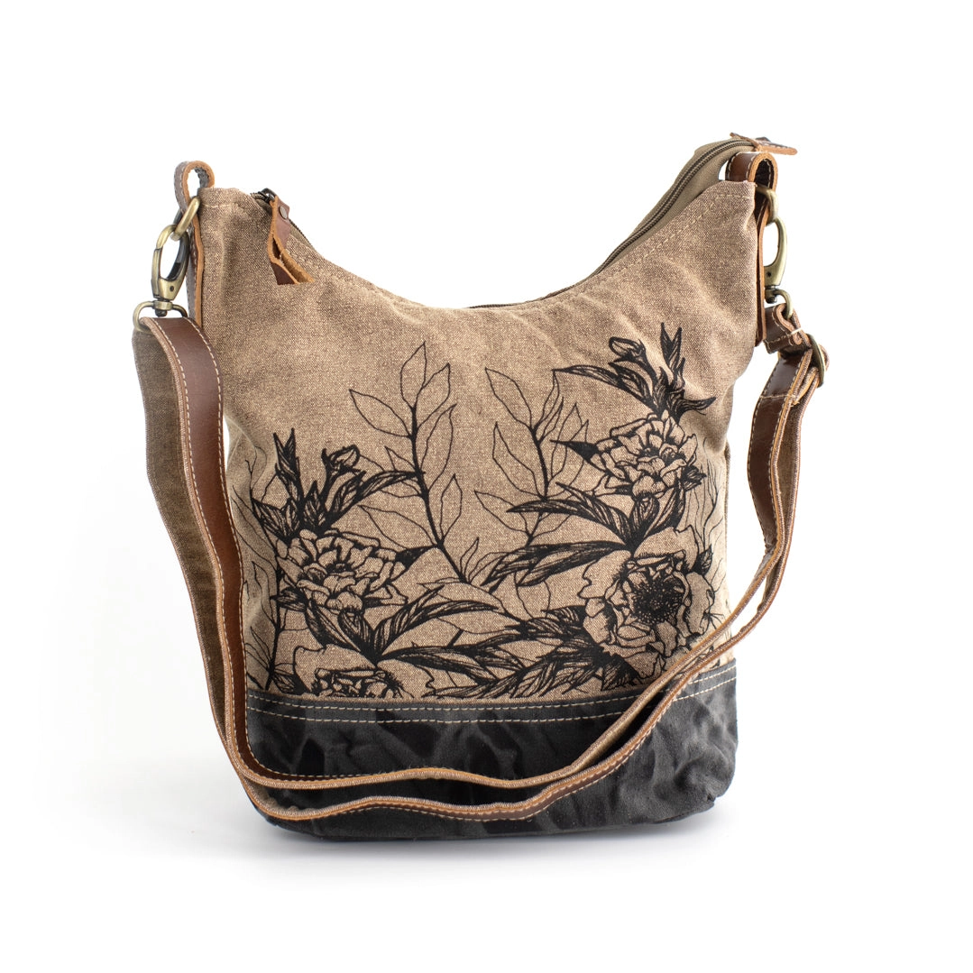 Peony Canvas Hobo Crossbody