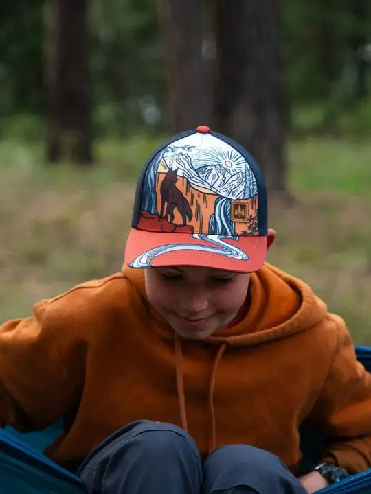 Wolf Falls Illustrated Kids Trucker Hat