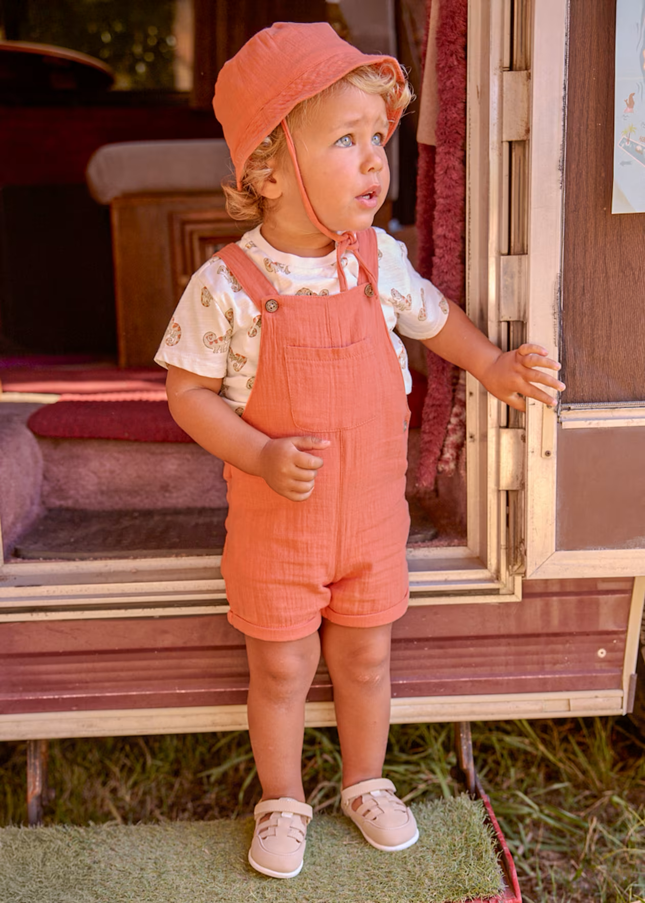 Baby Lizard Tee + Shortie Overall Set
