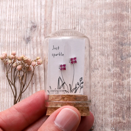 Just Sparkle Four Gem Flower Earrings