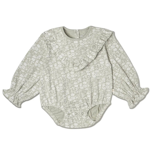 Organic Ruffle Bubble Romper Wildsage