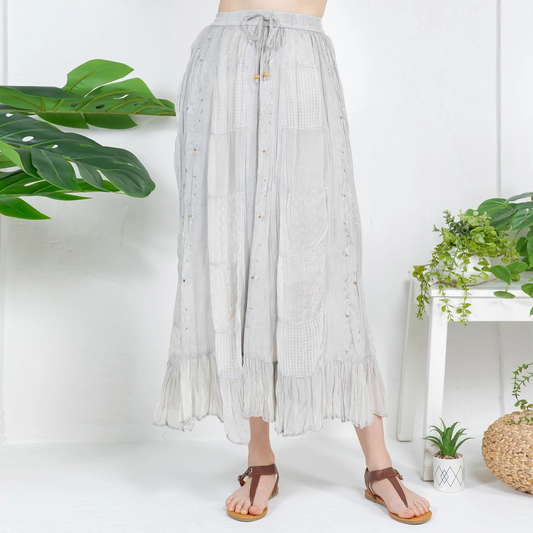 Patchwork Embroidered Maxi Skirt