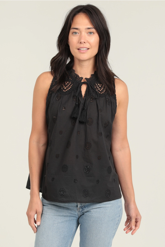 Eyelet Embroidered Lace Sleeveless Top