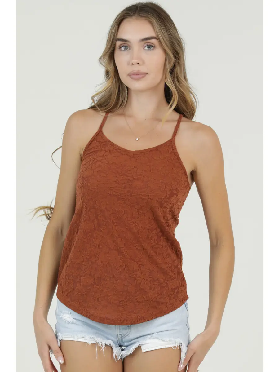 Textured Knit Racer Back Tank Top