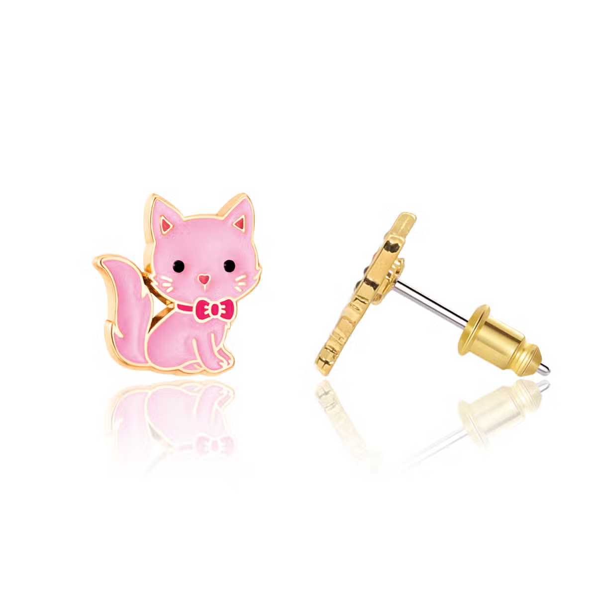 Pink Kitty Stud Earrings