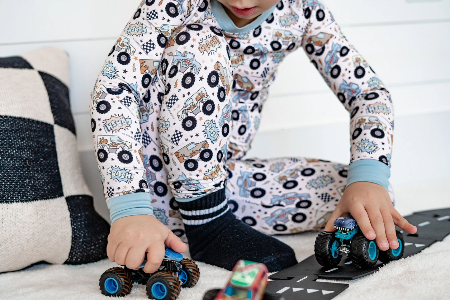 Monster Truck Crash Hard Kids Bamboo Pajamas