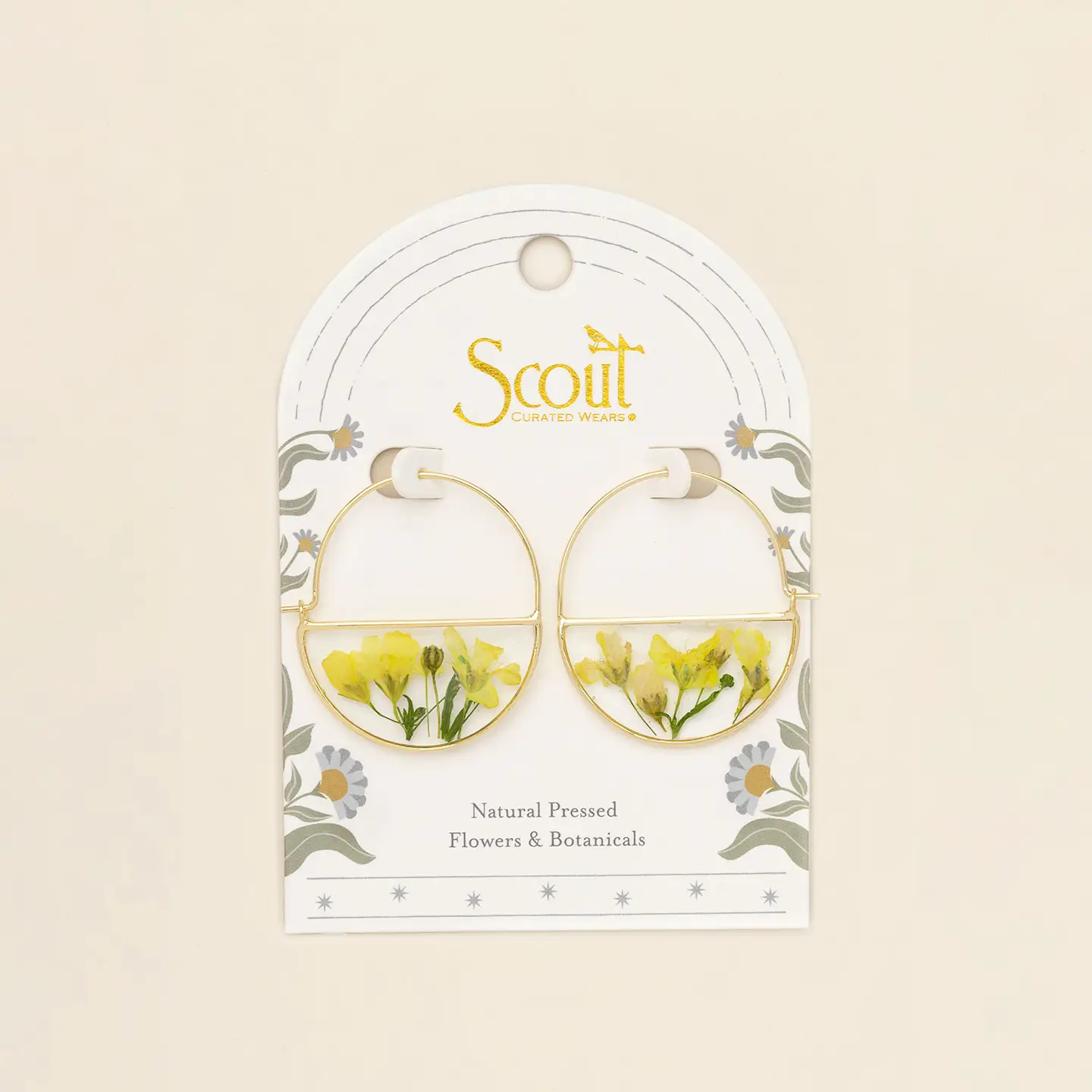 Pressed Flower Hoop Earrings