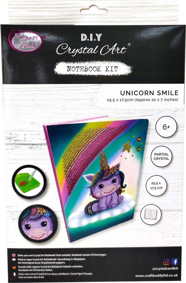 Crystal Art Notebook Kit - Unicorn Smile