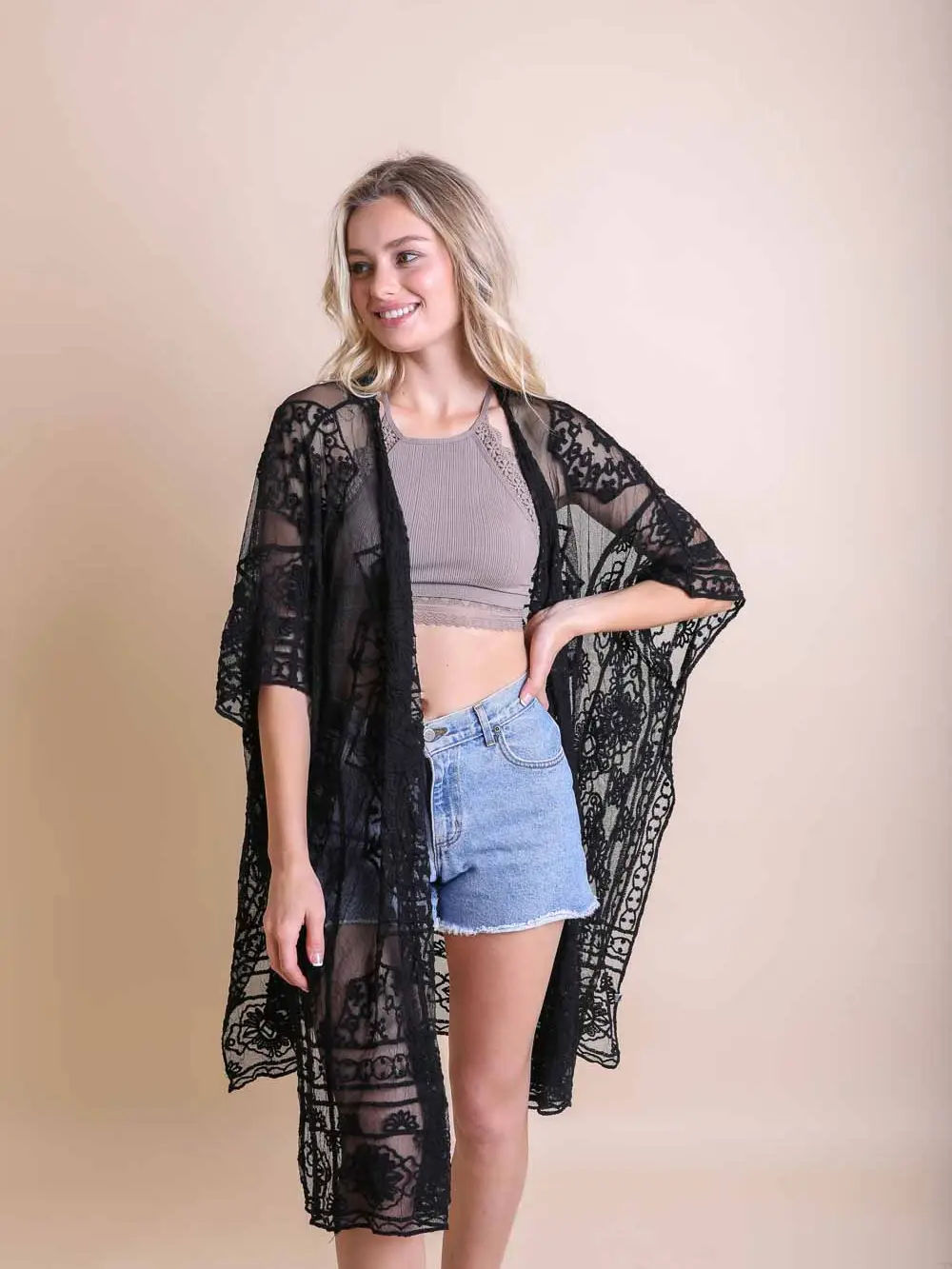 Lightweight Layering Mandala Kimono Cover-Up