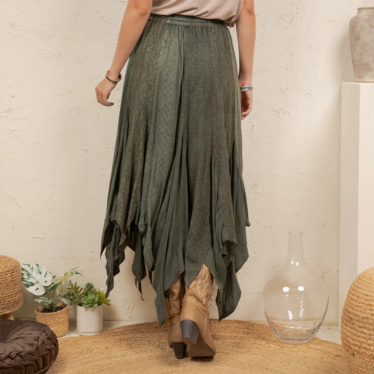 Handkerchief Hem Patchwork Skirt
