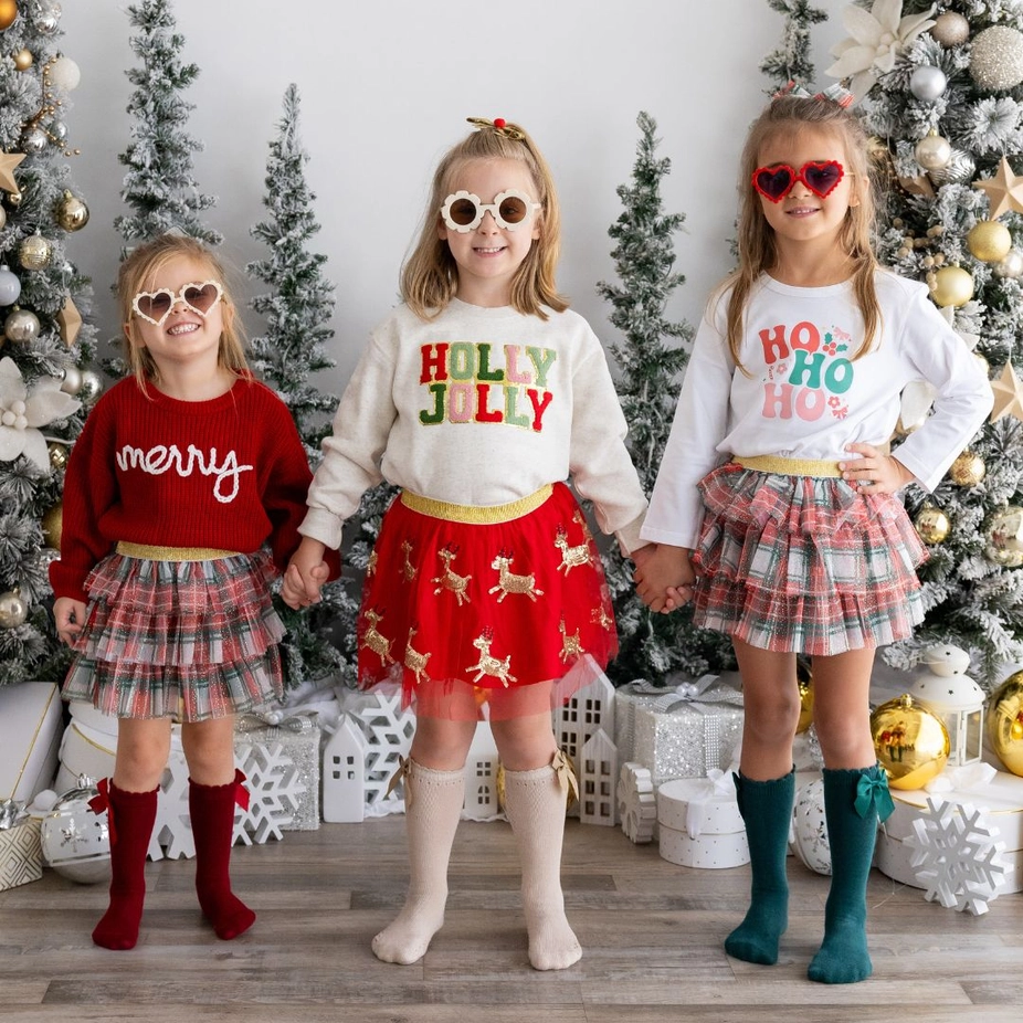 Girls Christmas Plaid Tutu