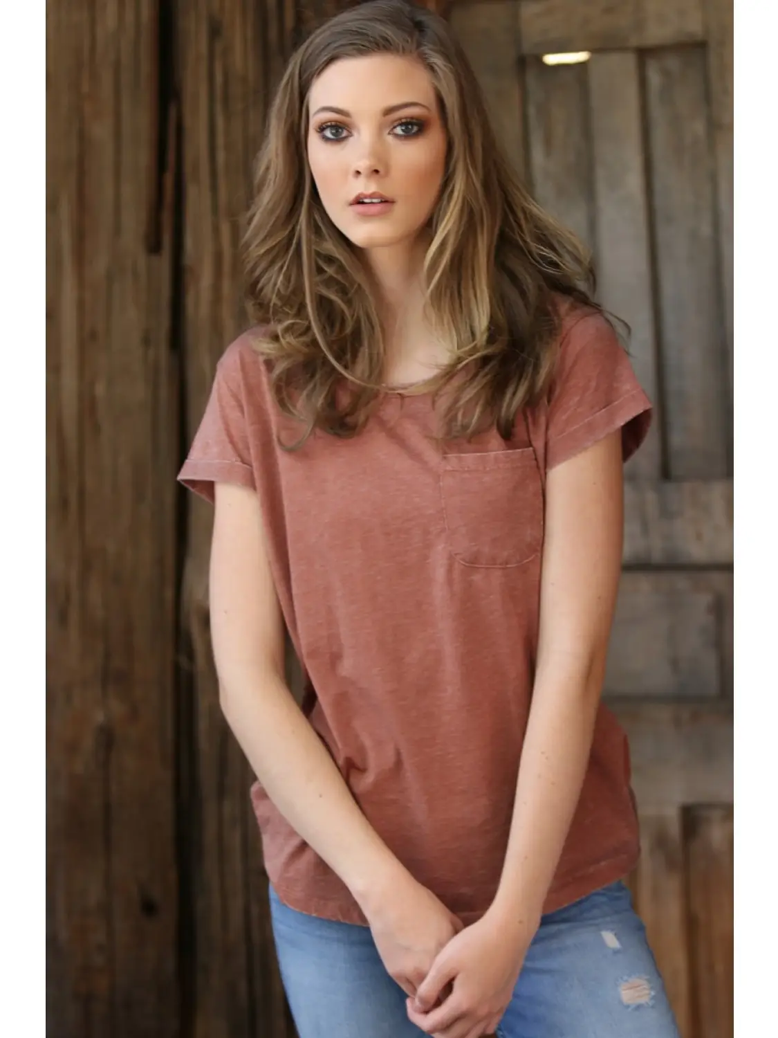 Burnout Pocket Rolled Sleeve Tee