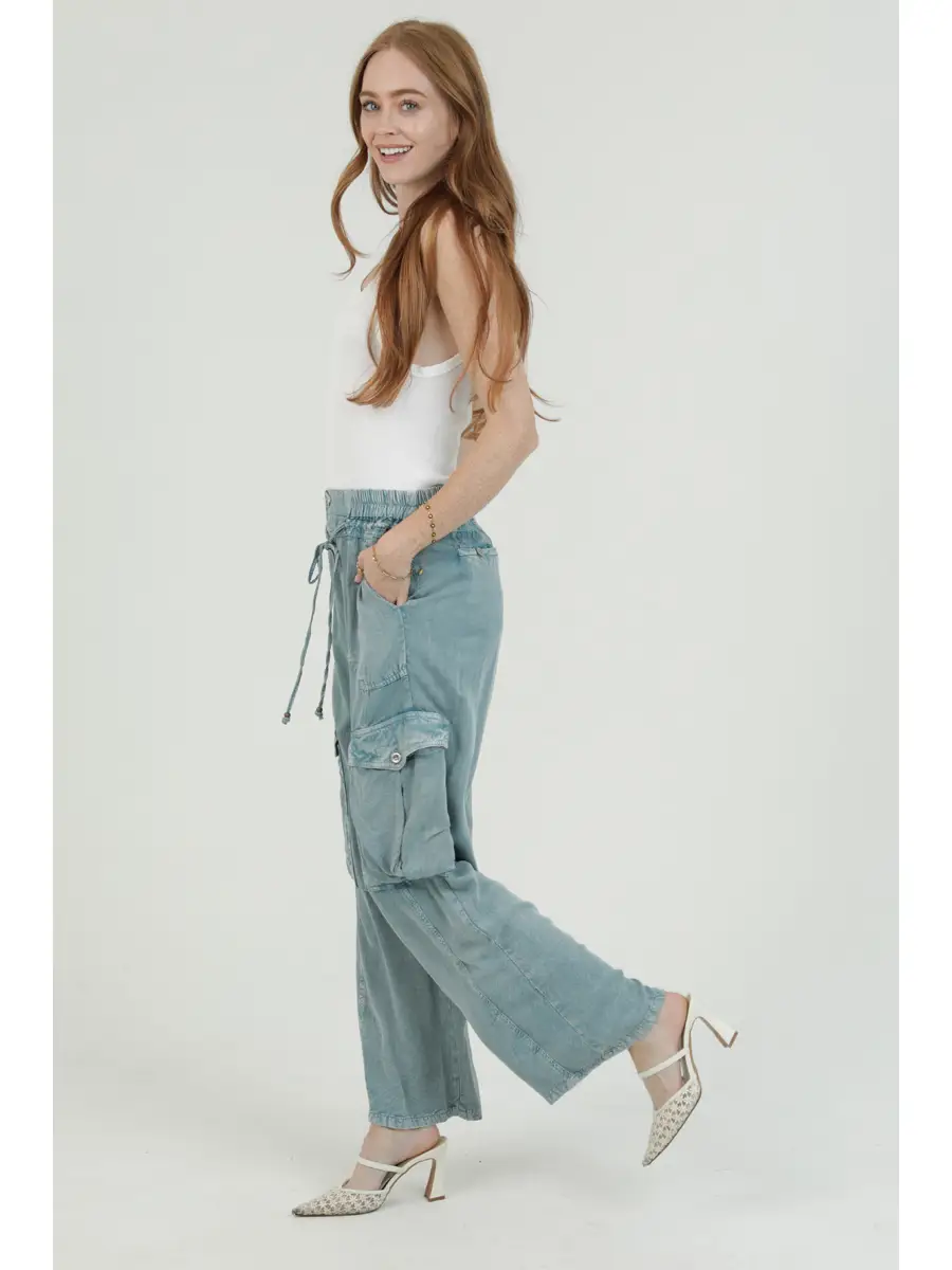 Tie Waist Cargo Pants