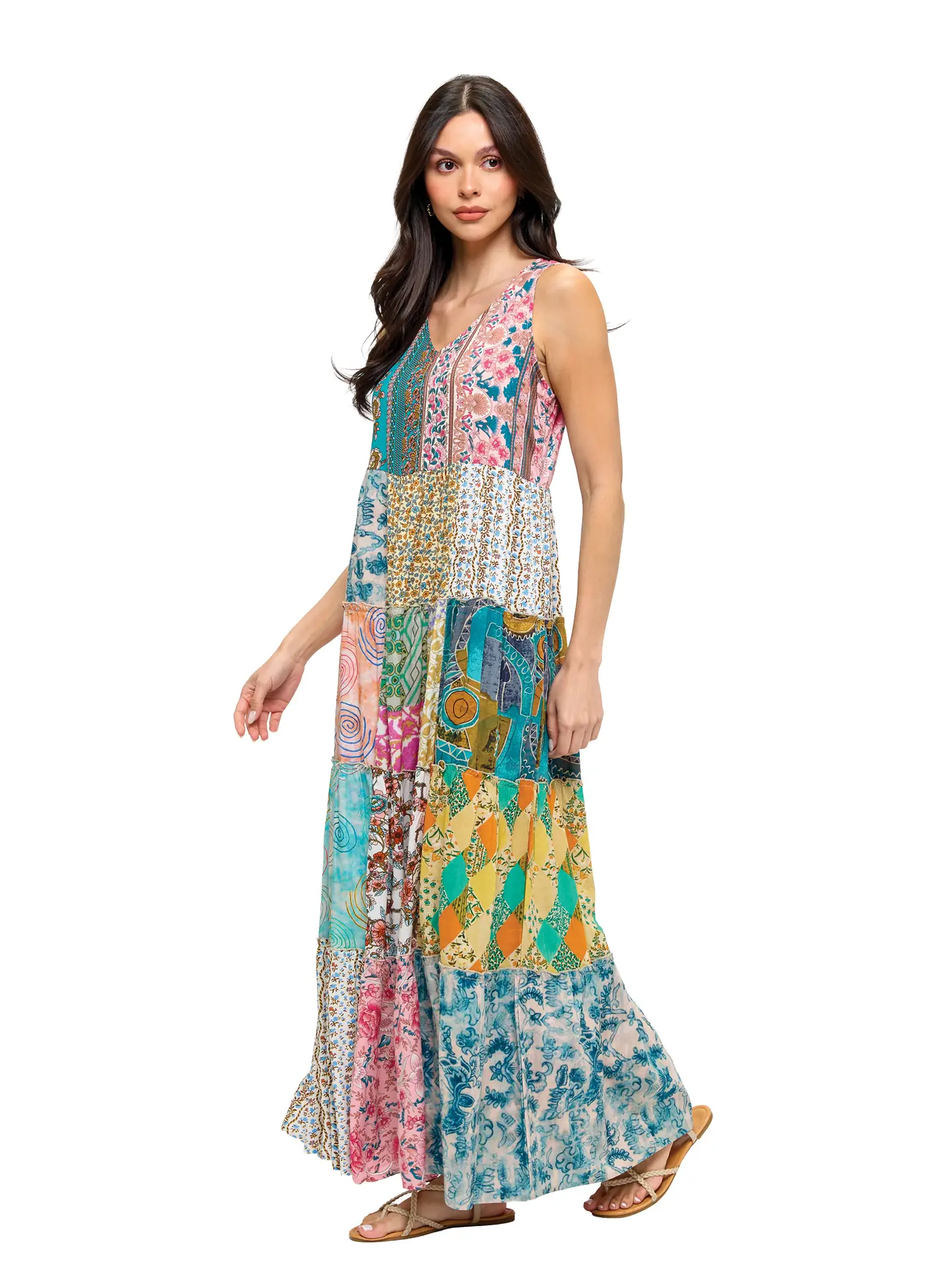 Gypsy Floral Patchwork Maxi Dress