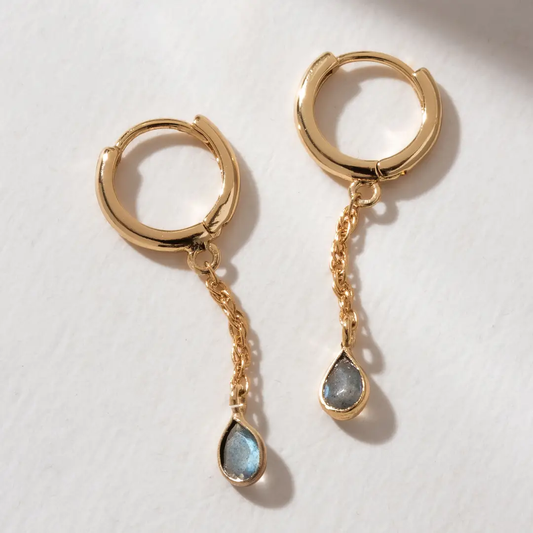 Misty Huggie Hoop Earrings - Labradorite