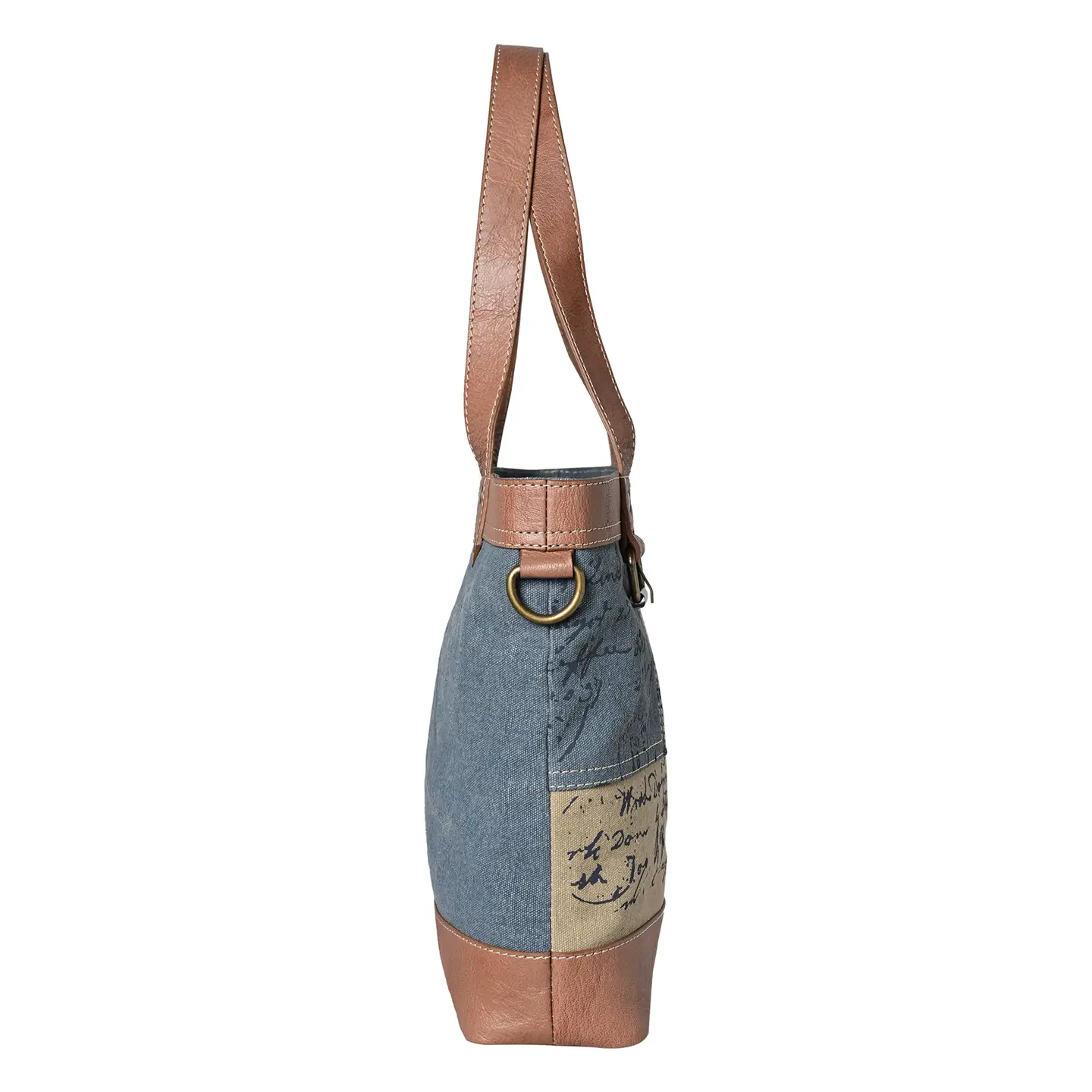 Vintage Script Tote Crossbody Dusty Blue