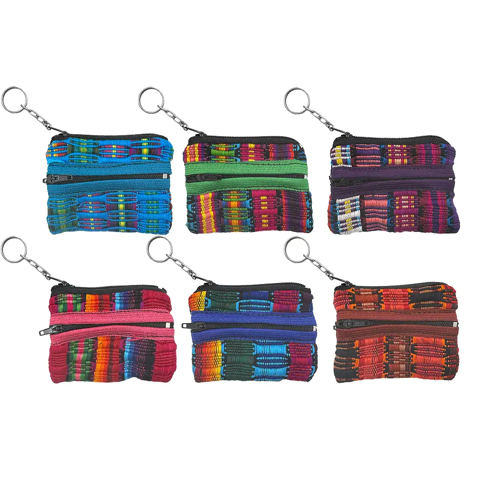Woven Zipper Coin Purse Keychain