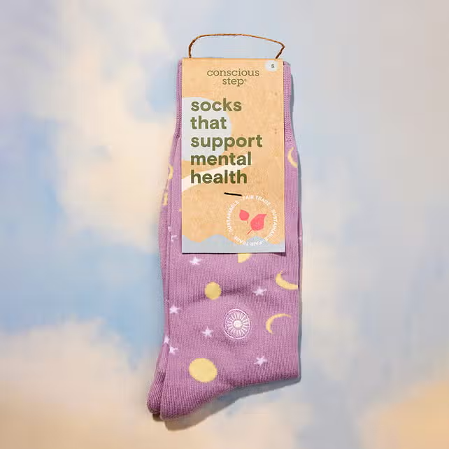 Socks Support Mental Health Moon + Stars