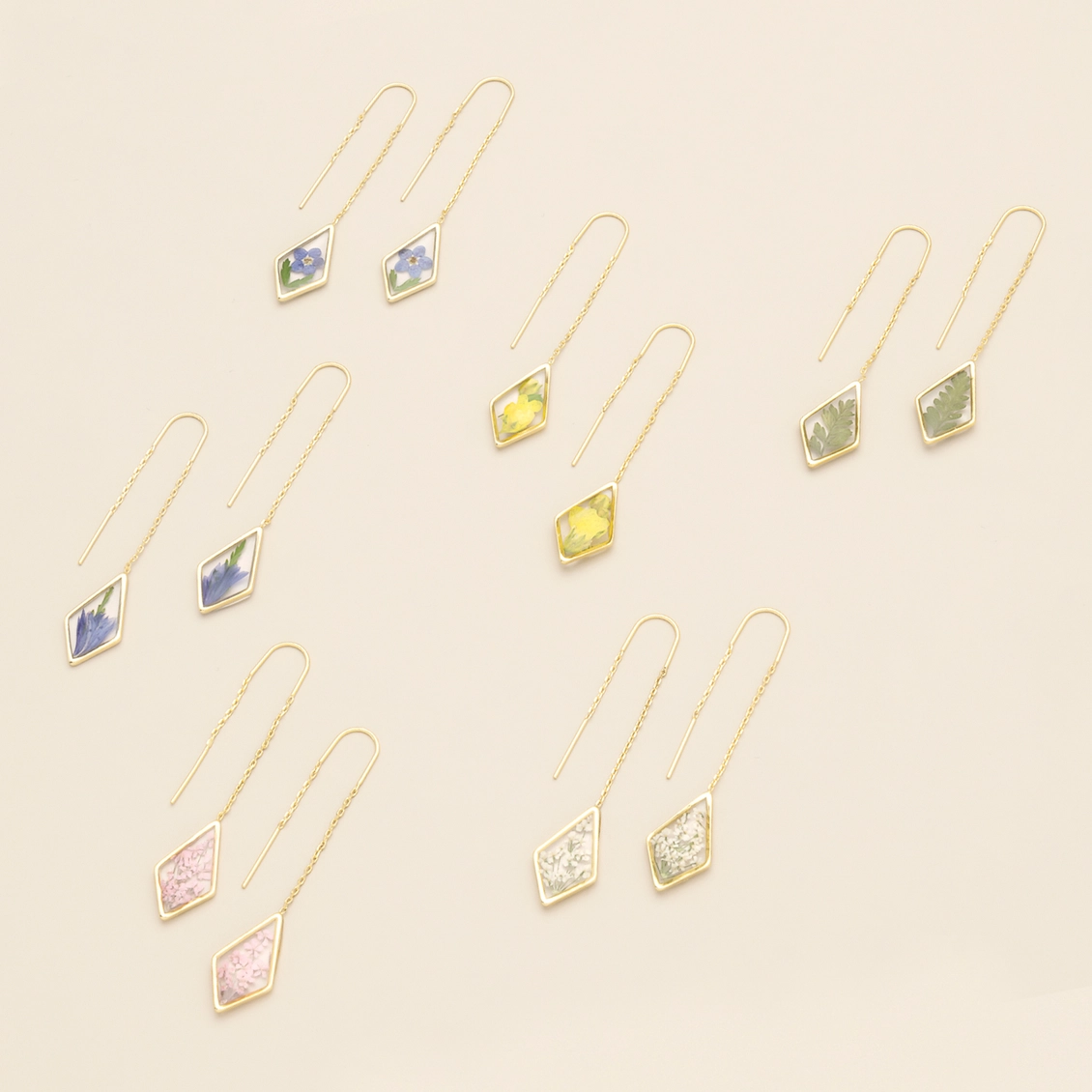 Pressed Flower Threaded Earrings