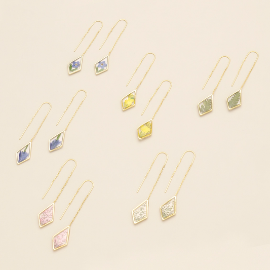 Pressed Flower Threaded Earrings