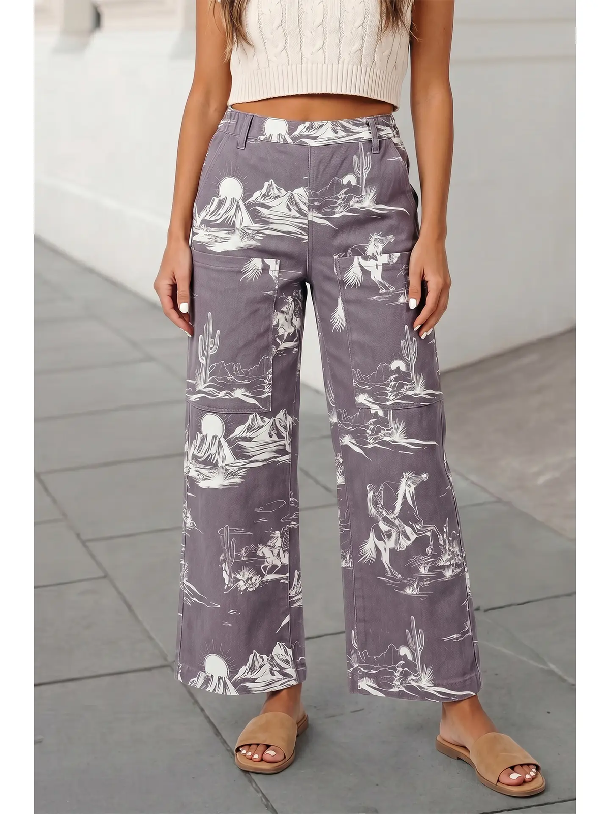 Western Abstract Print Shift Jeans