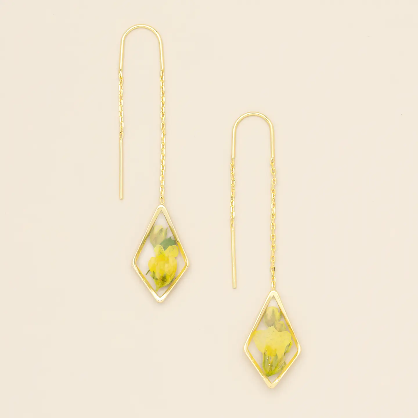Pressed Flower Threaded Earrings