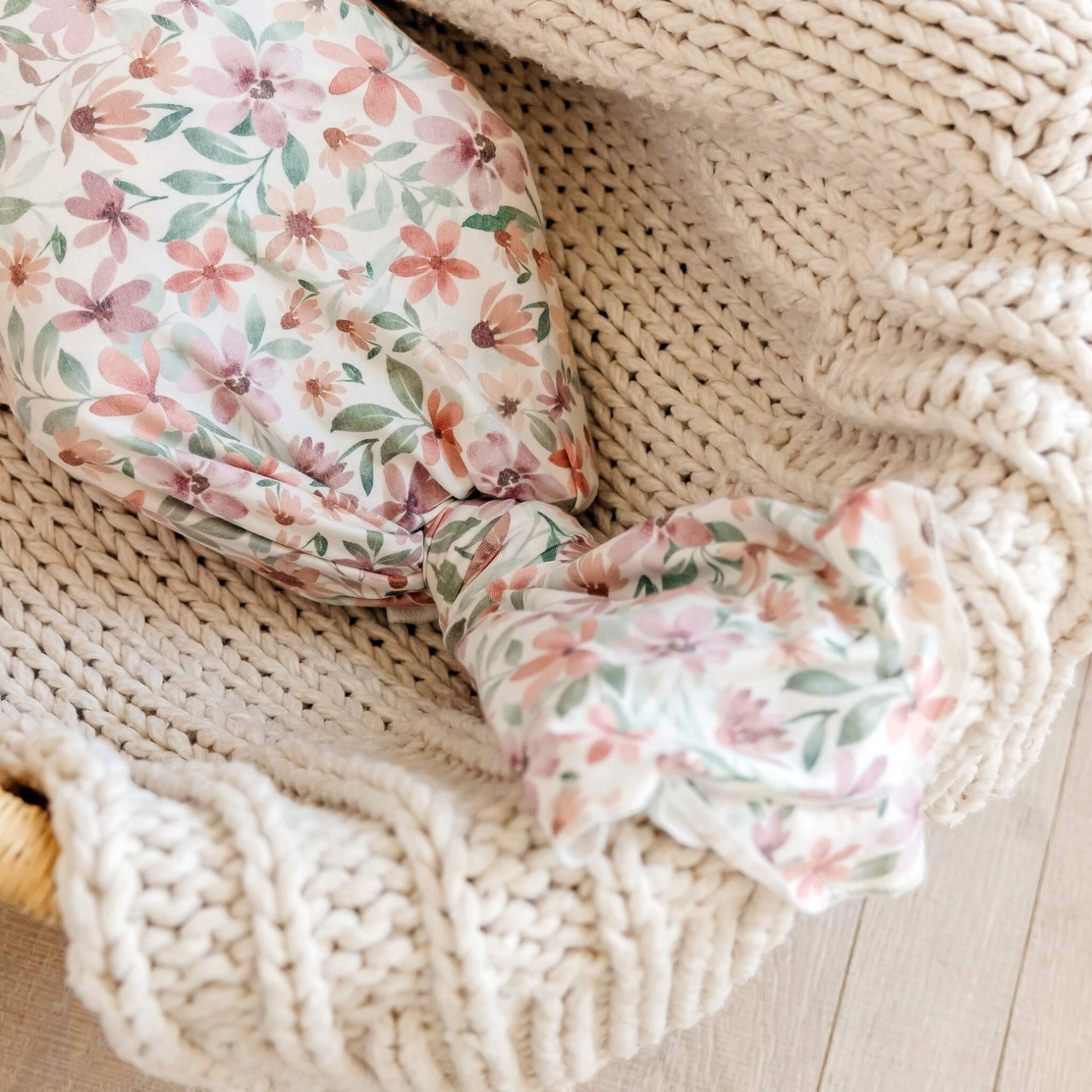 Natalie Floral Knit Swaddle Blanket