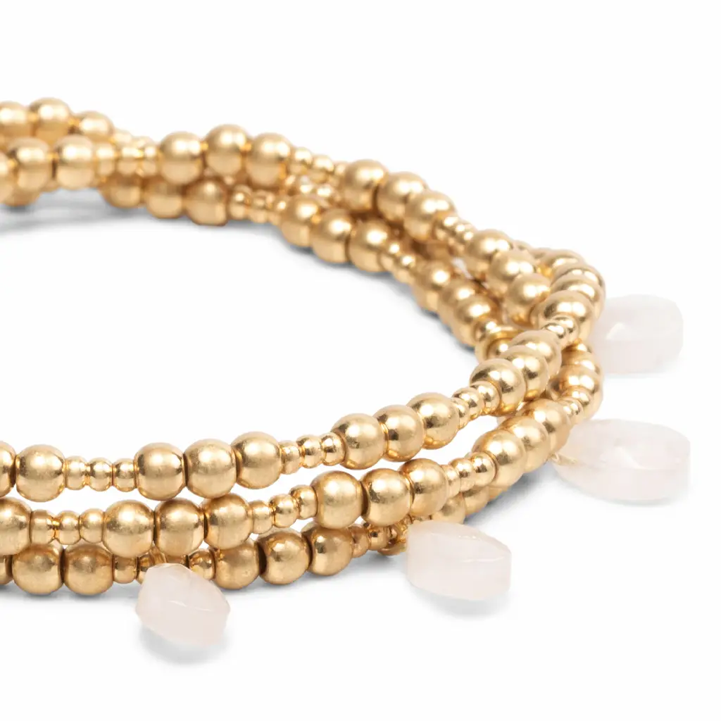 Metal Wrap Necklace/Bracelet/Anklet Timeless Rose Quartz Gold