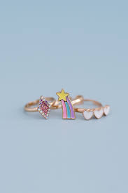 Girls Hearts Star + Diamond Ring Set