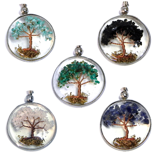 Acrylic Inlay Tree of Life Necklace