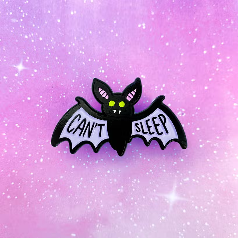 Can't Sleep Bat Enamel Pin