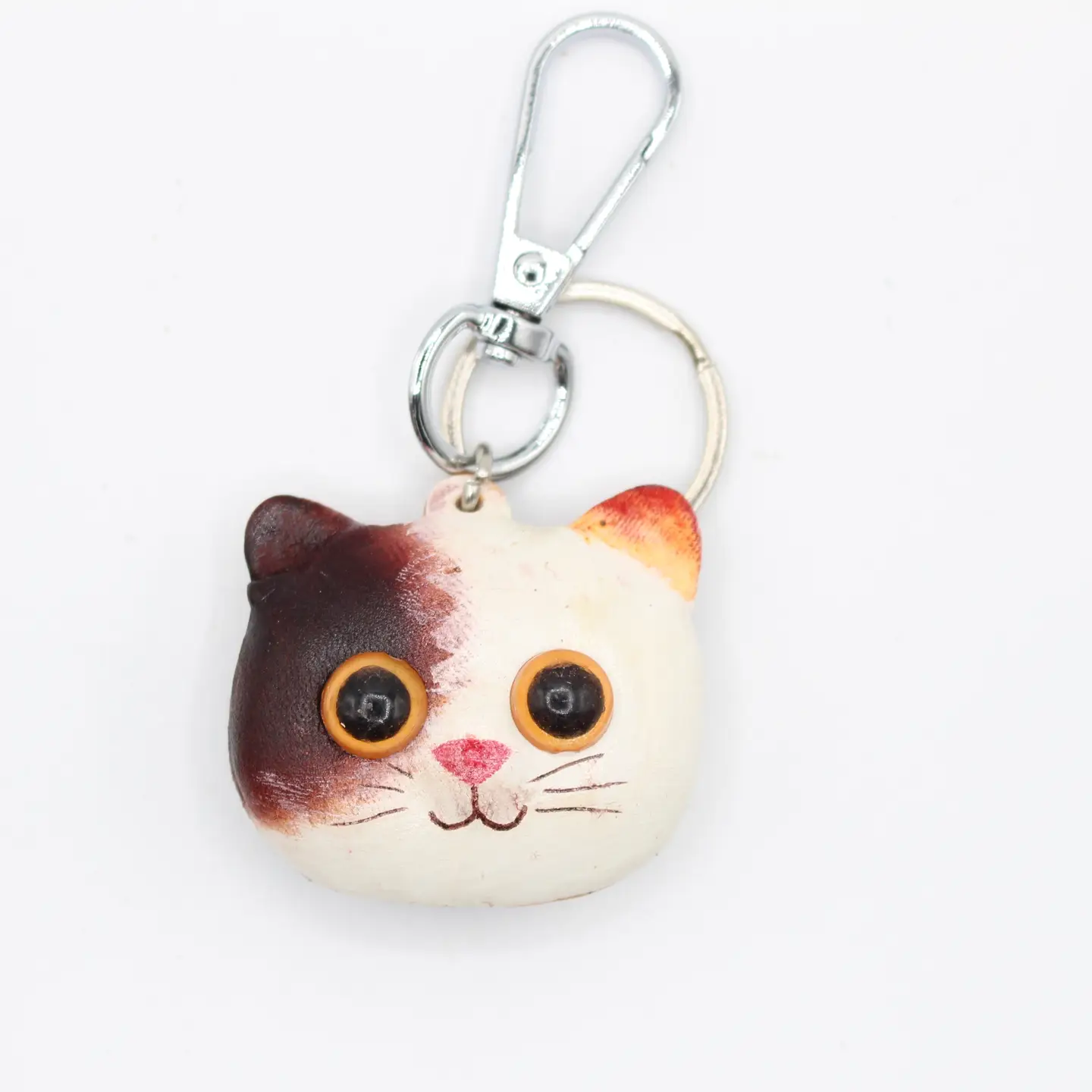 Leather Keychain Kitty Cat Head