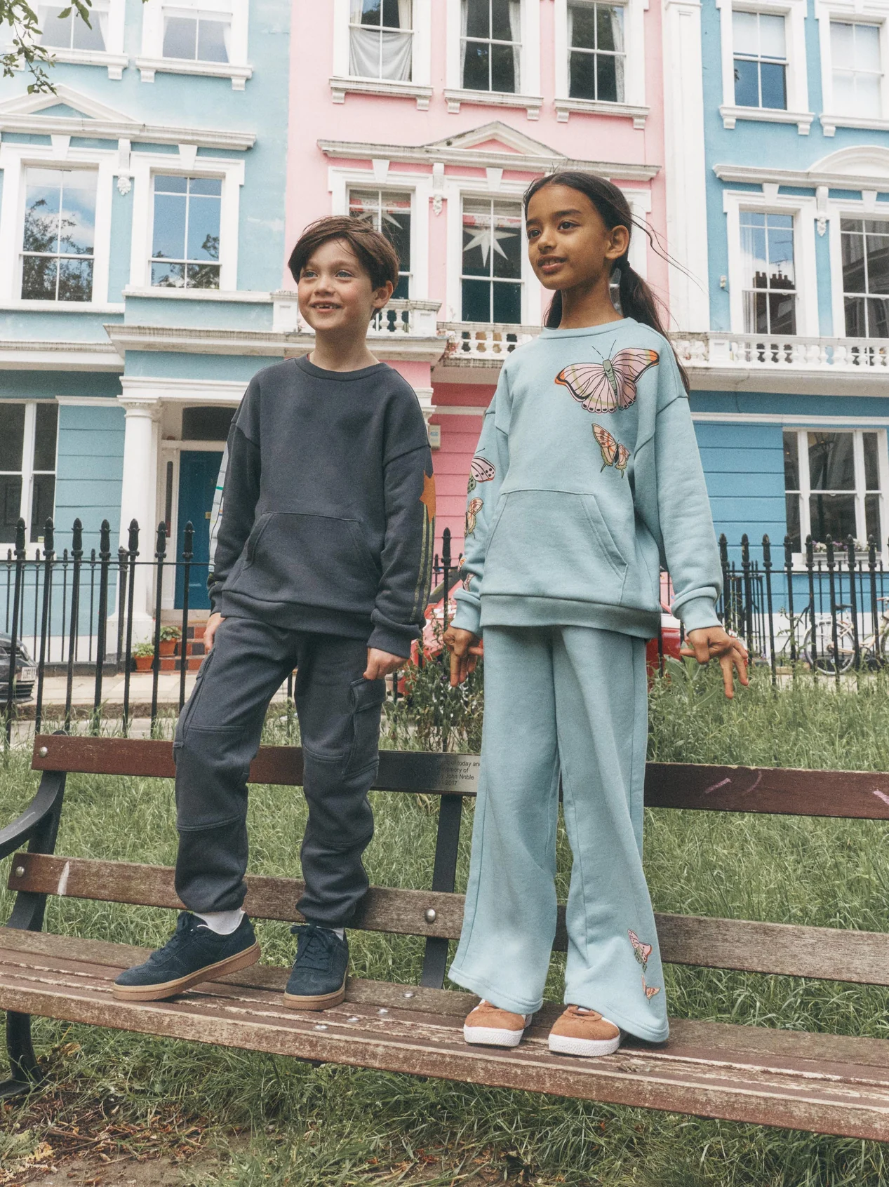 Girls Butterfly Wide Leg French Terry Pants