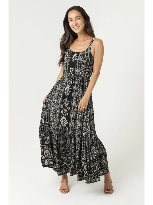 Lotus Panel Printed Maxi Dress