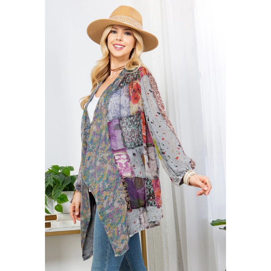 Overdyed Patchwork Kimono Shrug