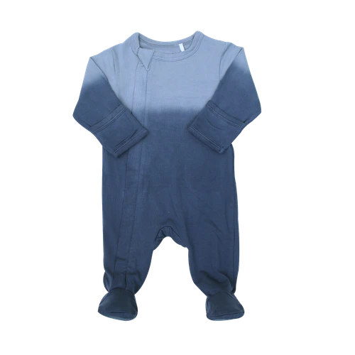 Baby Blue Dip Dye Zipper Footie