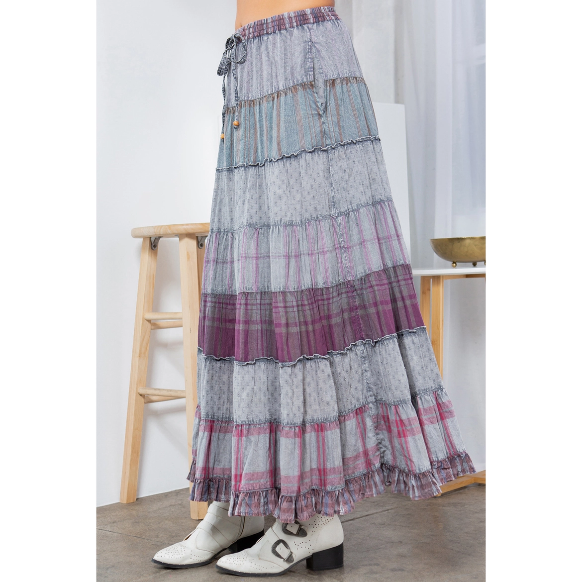 Vintage Vibes Crinkled Tiered Skirt
