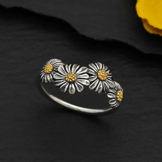 Bronze Daisy Chain Sterling Ring