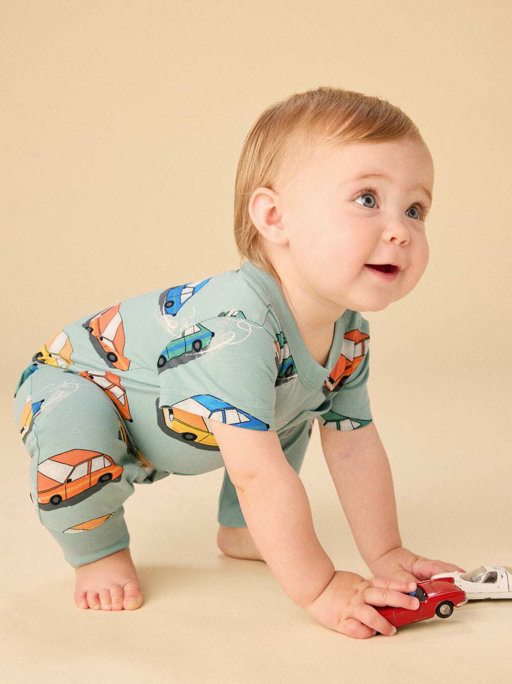 Pocket Baby Romper Vintage Cars