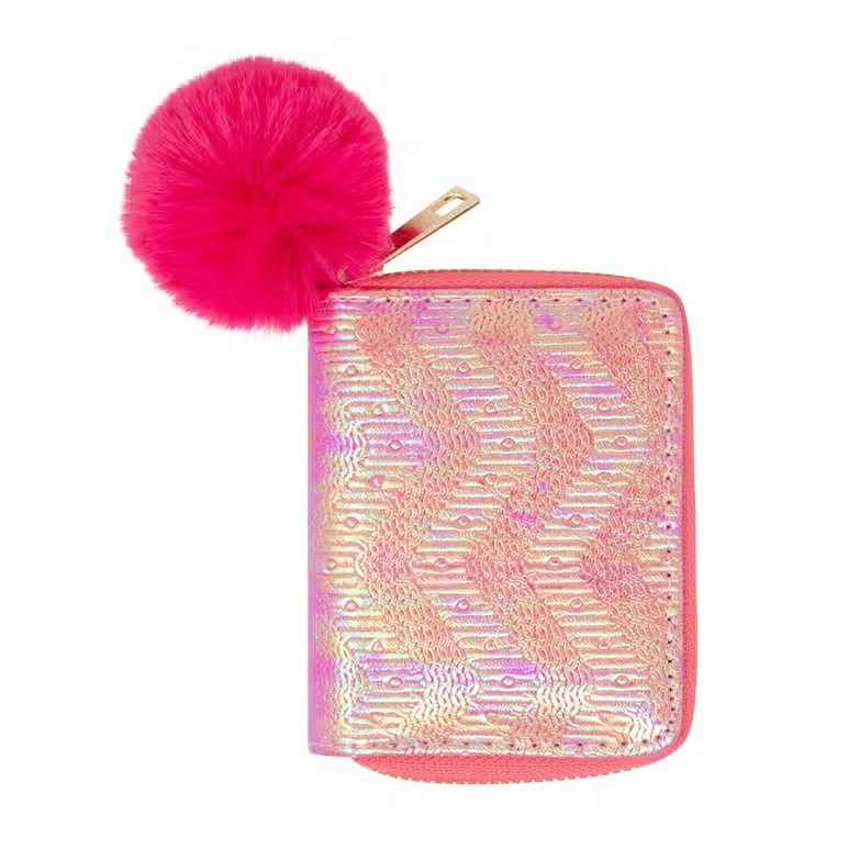 Girls Wallet Shiny Wave Hot Pink