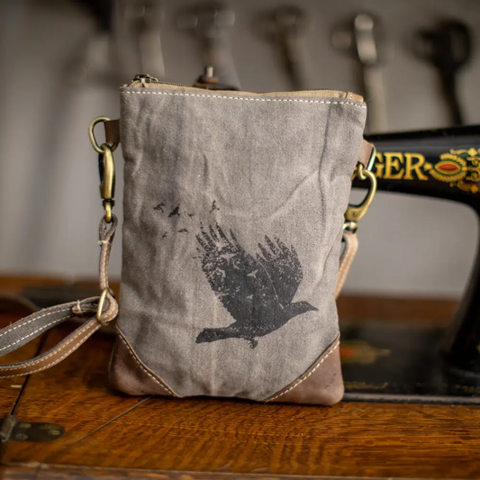 Bird Breathe Upcycled Canvas Small Sling Bag
