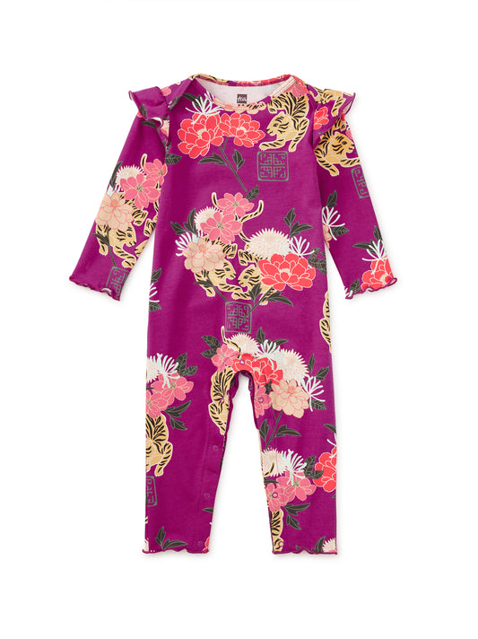 Baby Ruffle Sleeve Tiger + Peony Romper