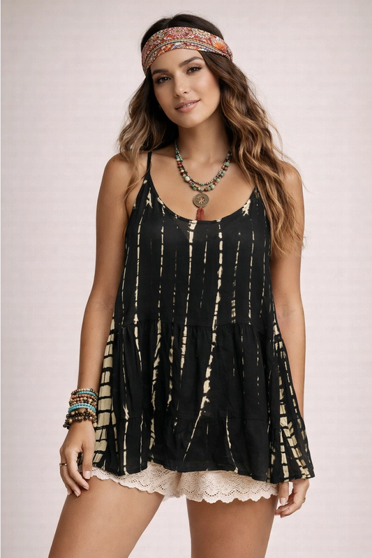 Tie-Dye Tiered Boho Tank Top